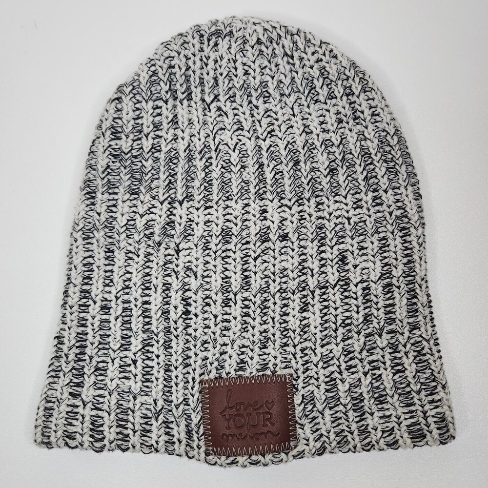 LOVE YOUR MELON Black White Gray Knit Beanie Hat One Size Made In USA